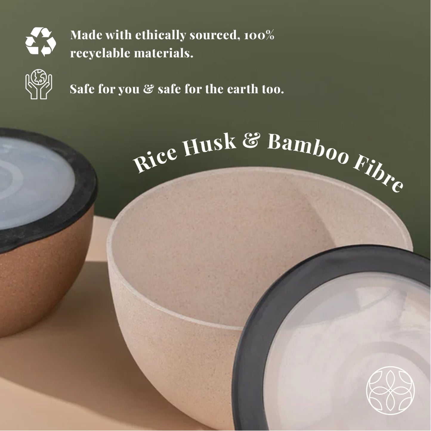 RICE HUSK MID BOWL WITH LID  - 1.6L